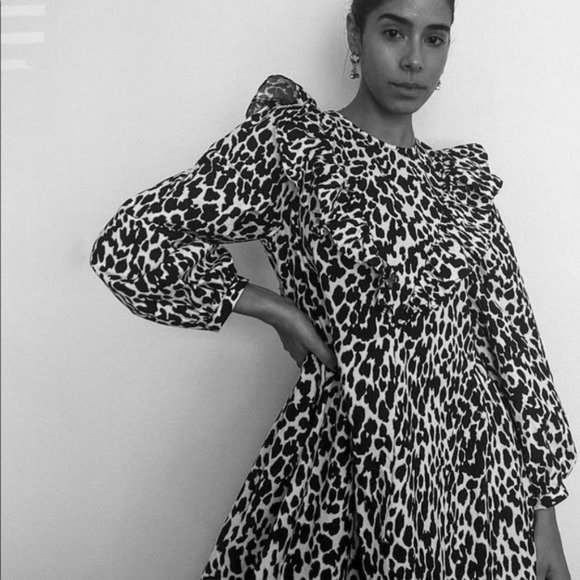 Sandy Liang x Target Leopard Print Long Ruffle Sleeve Midi Dress Plus Size NWT - Picture 5 of 15